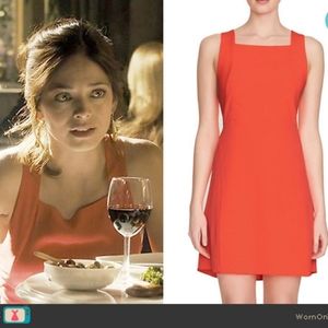 NWT 1 State Womens Square Neck Sleeveless Apron Dress Size 6 in Flash Neon Coral